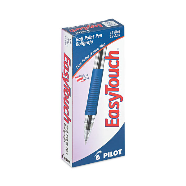 Pilot® EasyTouch Ballpoint Pen, Stick, Fine 0.7 mm, Blue Ink, Clear/Blue Barrel, Dozen (PIL32002)