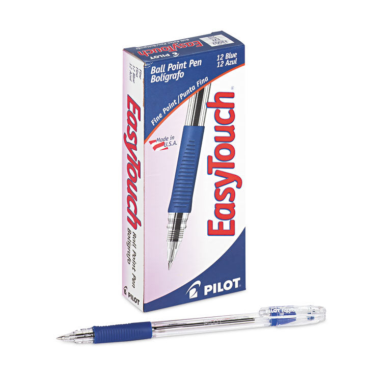 Pilot® EasyTouch Ballpoint Pen, Stick, Fine 0.7 mm, Blue Ink, Clear/Blue Barrel, Dozen (PIL32002)