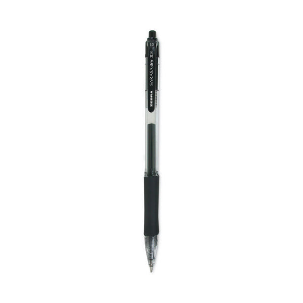 Zebra® Sarasa Dry Gel X20 Gel Pen, Retractable, Bold 1 mm, Black Ink, Clear/Black Barrel, 12/Pack (ZEB46610) Each