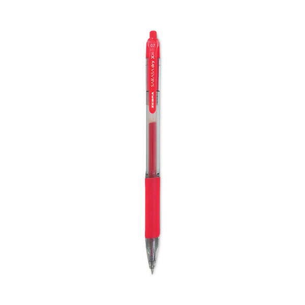 Zebra® Sarasa Dry Gel X20 Gel Pen, Retractable, Medium 0.7 mm, Red Ink, Clear/Red Barrel, 12/Pack (ZEB46830) Pack of 12