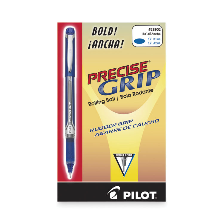 Pilot® Precise Grip Roller Ball Pen, Stick, Bold 1 mm, Blue Ink, Blue Barrel, Dozen (PIL28902)