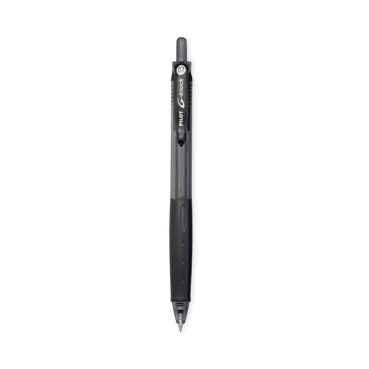 Pilot® G-Knock BeGreen Gel Pen, Retractable, Fine 0.7 mm, Black Ink, Smoke/Black Barrel, Dozen (PIL31506)