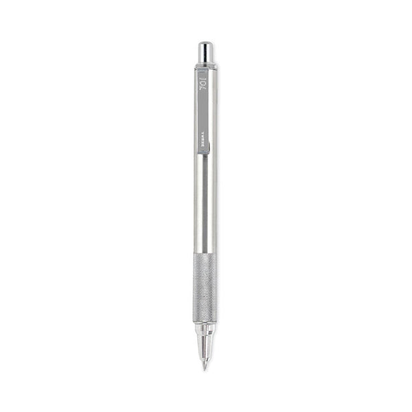 Zebra® F-701 Ballpoint Pen, Retractable, Fine 0.7 mm, Black Ink, Stainless Steel/Black Barrel (ZEB29411)