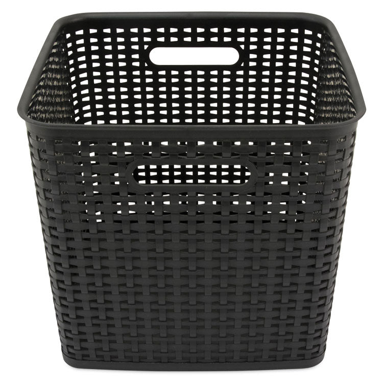 Advantus Plastic Weave Bin, Extra Large, 12.5" x 12.5" x 11.13", Black, 2/Pack (AVT40376) Each