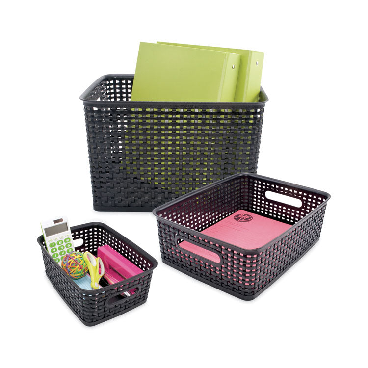 Advantus Weave Bins, 13.63 x 10.75 x 9, Black, 3/Pack (AVT40329) Set of 3