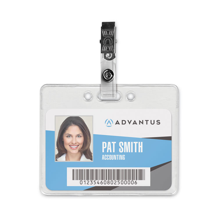 Advantus Badge Straps with Clips, 0.38" x 2.75", Clear, 100/Box (AVT75410) Box of 100