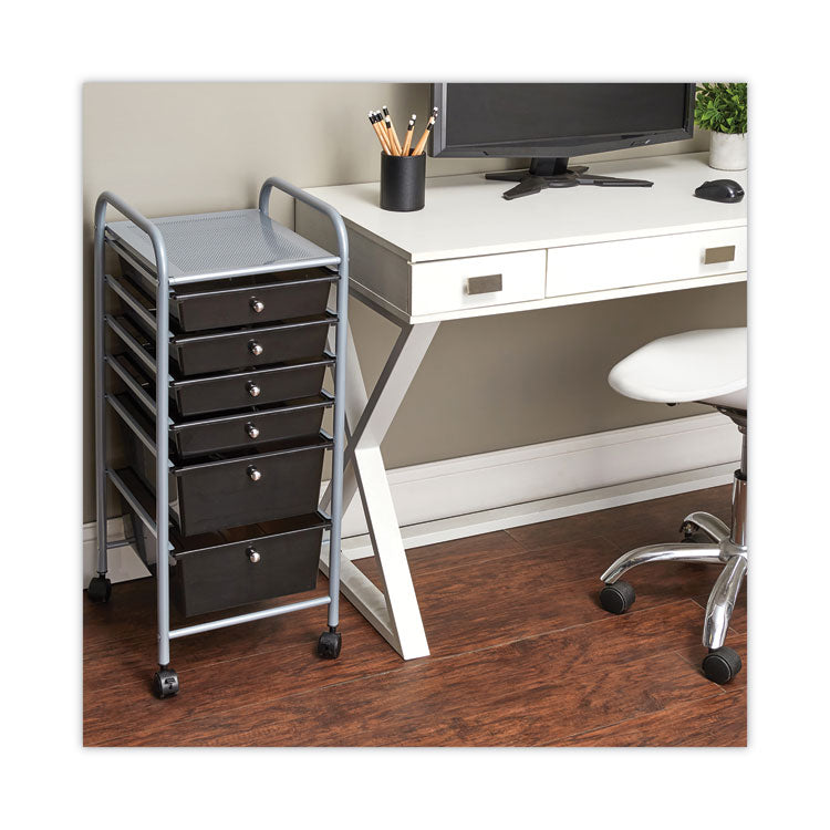 Advantus Portable Drawer Organizer, Metal, 1 Shelf, 6 Drawers, 13" x 15.38" x 32.13", Matte Gray/Smoke (AVT34005) Each