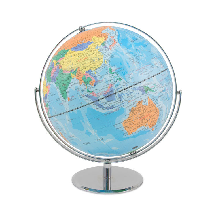 Advantus 12-Inch Globe with Blue Oceans, Silver-Toned Metal Desktop Base, Full-Meridian (AVT30502) Each