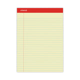 Universal® Perforated Ruled Writing Pads, Wide/Legal Rule, Red Headband, 50 Canary-Yellow 8.5 x 11.75 Sheets, Dozen (UNV10630)