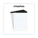 Universal® Premium Ruled Writing Pads with Heavy-Duty Back, Wide/Legal Rule, Black Headband, 50 White 8.5 x 11 Sheets, 6/Pack (UNV30630)