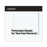 Universal® Premium Ruled Writing Pads with Heavy-Duty Back, Wide/Legal Rule, Black Headband, 50 White 8.5 x 11 Sheets, 6/Pack (UNV30630)