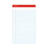 Universal® Perforated Ruled Writing Pads, Wide/Legal Rule, Red Headband, 50 White 8.5 x 14 Sheets, Dozen (UNV45000)