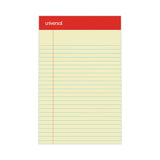 Universal® Perforated Ruled Writing Pads, Narrow Rule, Red Headband, 50 Canary-Yellow 5 x 8 Sheets, Dozen (UNV46200)