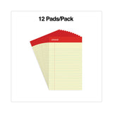 Universal® Perforated Ruled Writing Pads, Narrow Rule, Red Headband, 50 Canary-Yellow 5 x 8 Sheets, Dozen (UNV46200)