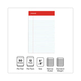 Universal® Perforated Ruled Writing Pads, Narrow Rule, Red Headband, 50 White 5 x 8 Sheets, Dozen (UNV46300)