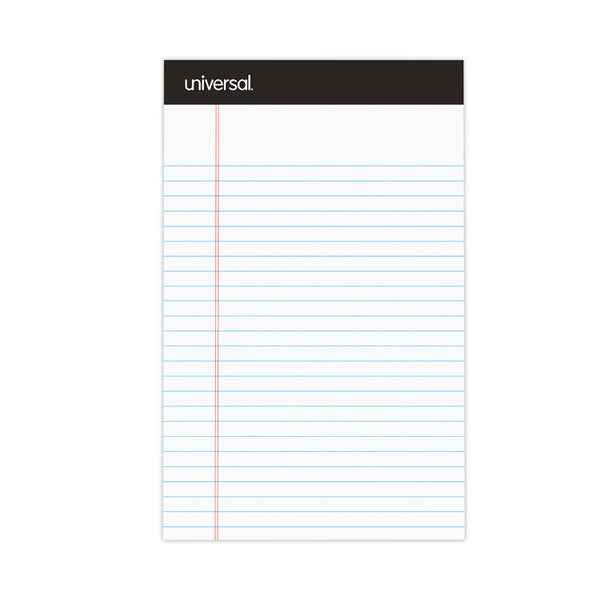 Universal® Premium Ruled Writing Pads with Heavy-Duty Back, Narrow Rule, Black Headband, 50 White 5 x 8 Sheets, 12/Pack (UNV57300)