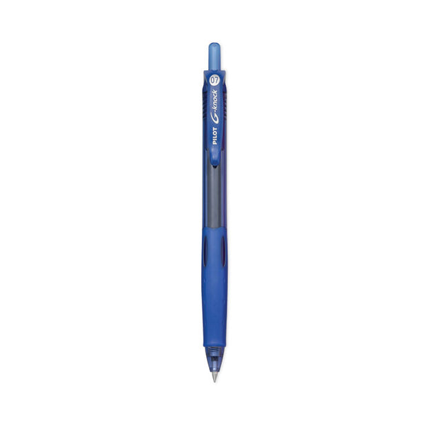 Pilot® G-Knock BeGreen Gel Pen, Retractable, Fine 0.7 mm, Blue Ink, Translucent Blue/Blue Barrel, Dozen (PIL31507)