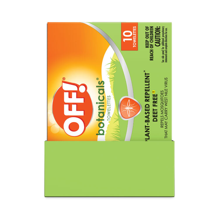 OFF!® Botanicals Insect Repellant, Box, 10 Wipes/Pack, 8 Packs/Carton (SJN694974) Case of 8