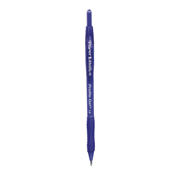 Paper Mate® Profile Gel Pen, Retractable, Bold 1 mm, Blue Ink, Translucent Blue Barrel, Dozen (PAP2102161)