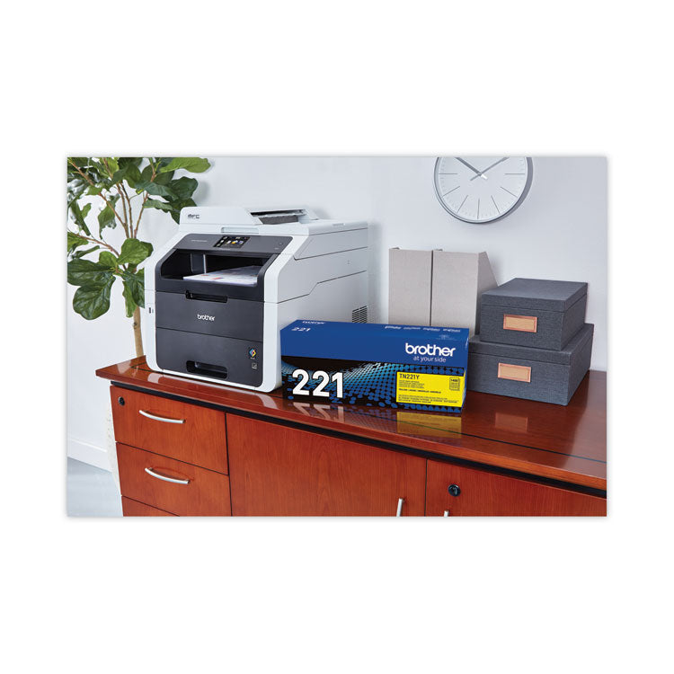 Brother TN221Y Toner, 1,400 Page-Yield, Yellow (BRTTN221Y)