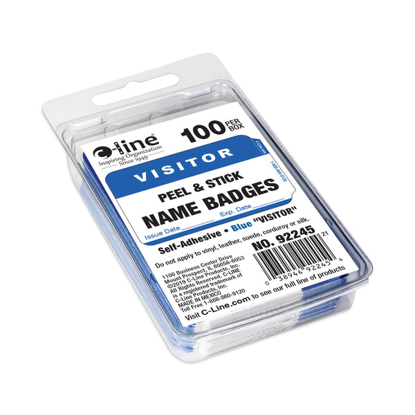 C-Line® Self-Adhesive Name Badges, Hello My Name Is, Blue, 3.5 x 2.25, 100/BX (CLI92245BX) Box of 100
