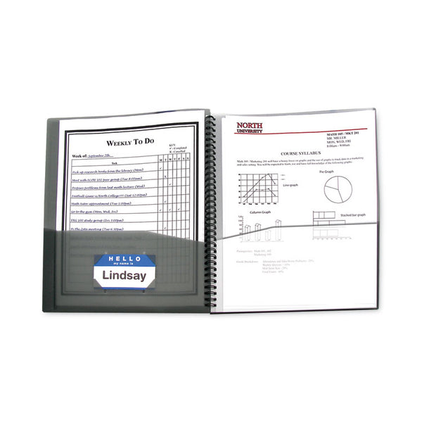 C-Line® Eight-Pocket Portfolio, Polypropylene, 8.5 x 11, Smoke/Smoke (CLI33081)