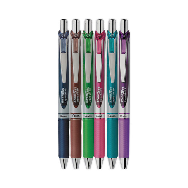 Pentel® EnerGel RTX Gel Pen, Retractable, Medium 0.7 mm, Assorted Ink and Barrel Colors, 6/Pack (PENBL77BP6M1)