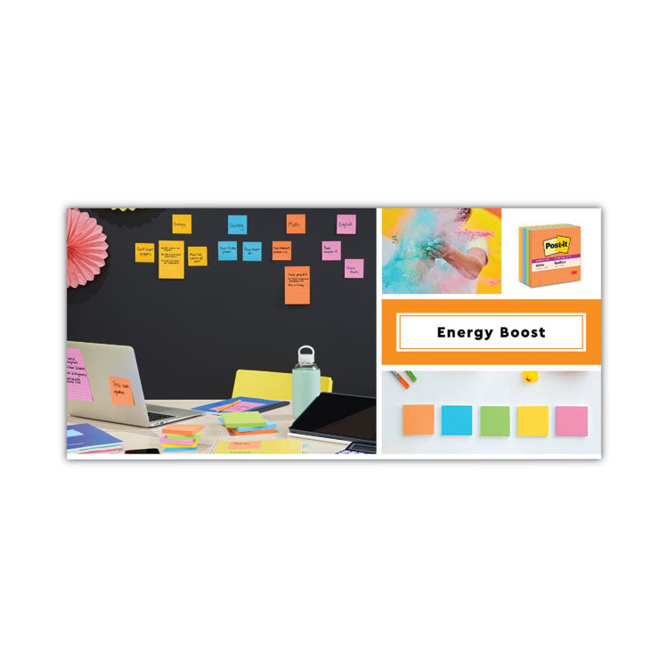 Post-it® Notes Super Sticky Pads in Energy Boost Collection Colors, Note Ruled, 4" x 6", 45 Sheets/Pad, 24 Pads/Pack (MMM66024SSAUCP) Pack of 24