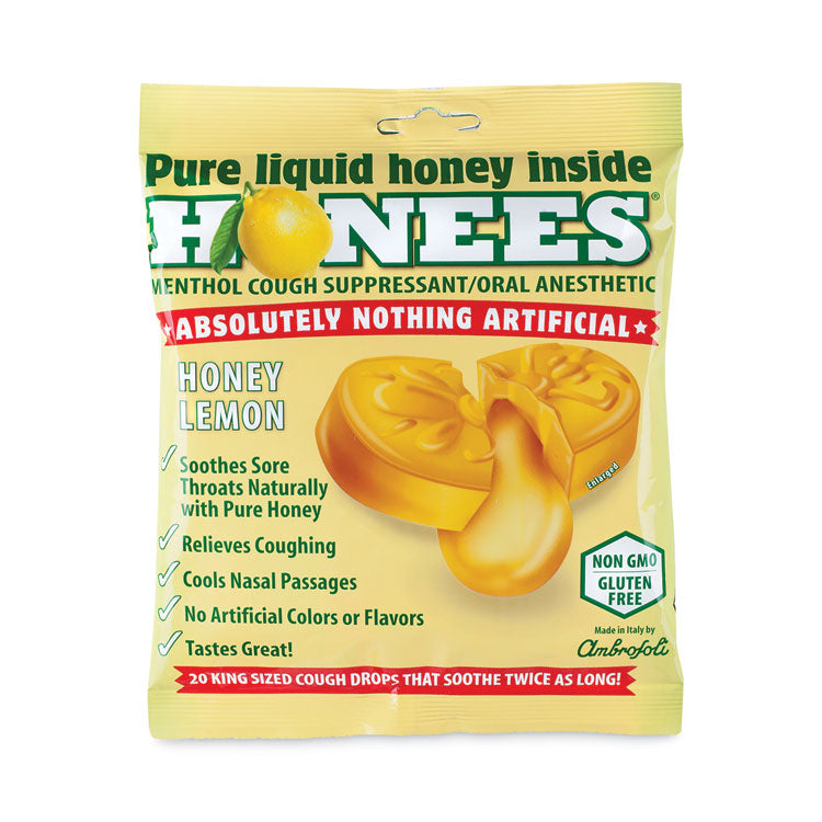 HONEES® Cough Drops, Honey-Lemon, 20 per Bag, 6 Bags/Pack, Ships in 1-3 Business Days (GRR29300005) Each