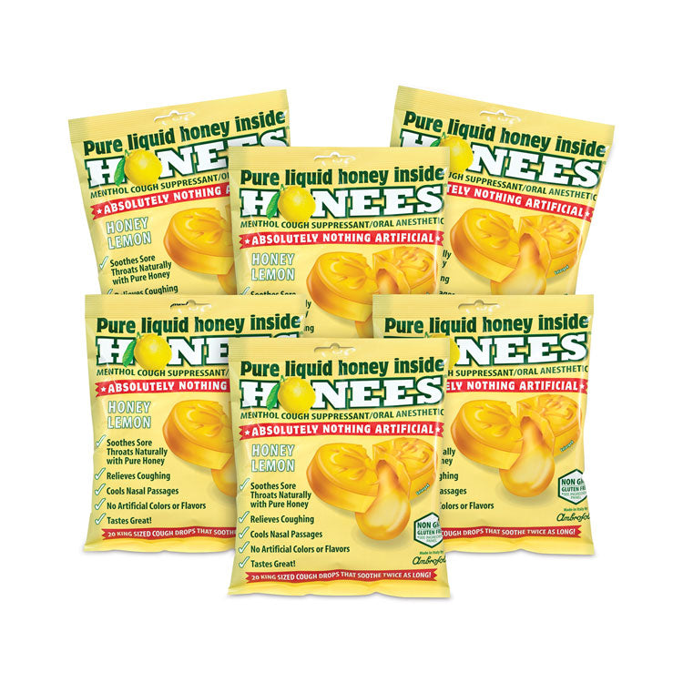 HONEES® Cough Drops, Honey-Lemon, 20 per Bag, 6 Bags/Pack, Ships in 1-3 Business Days (GRR29300005) Each