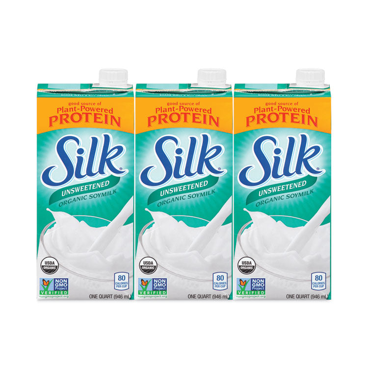Silk® Organic Soy Milk, Unsweetened Original, 32 oz Carton, 3/Carton, Ships in 1-3 Business Days (GRR30700140)