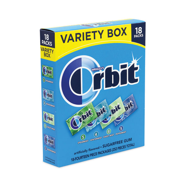 Orbit® Sugar-Free Chewing Gum Variety Box, Four Mint Flavors, 14 Pieces/Pack, 18 Packs/Carton, Ships in 1-3 Business Days (GRR22000568)