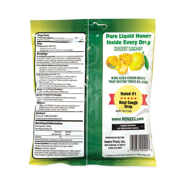 HONEES® Cough Drops, Honey-Lemon, 20 per Bag, 6 Bags/Pack, Ships in 1-3 Business Days (GRR29300005) Each