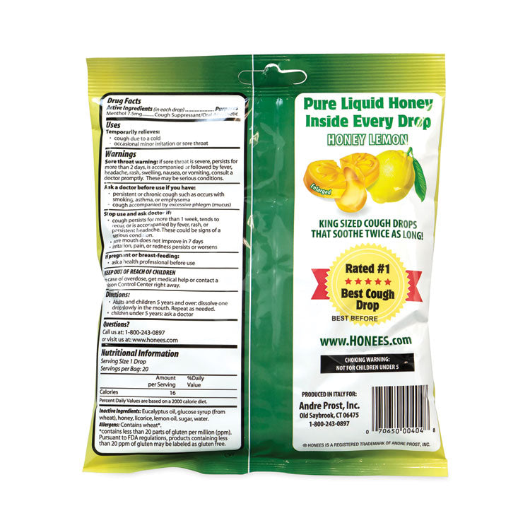 HONEES® Cough Drops, Honey-Lemon, 20 per Bag, 6 Bags/Pack, Ships in 1-3 Business Days (GRR29300005) Each