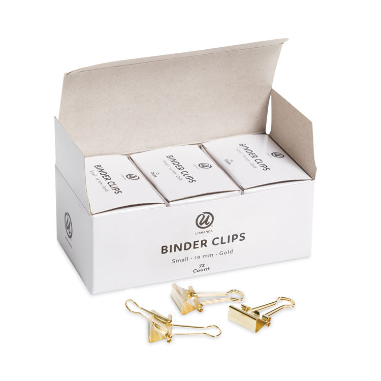 U Brands Binder Clips, Small, Gold, 72/Pack (UBR3595U0624) Pack of 72