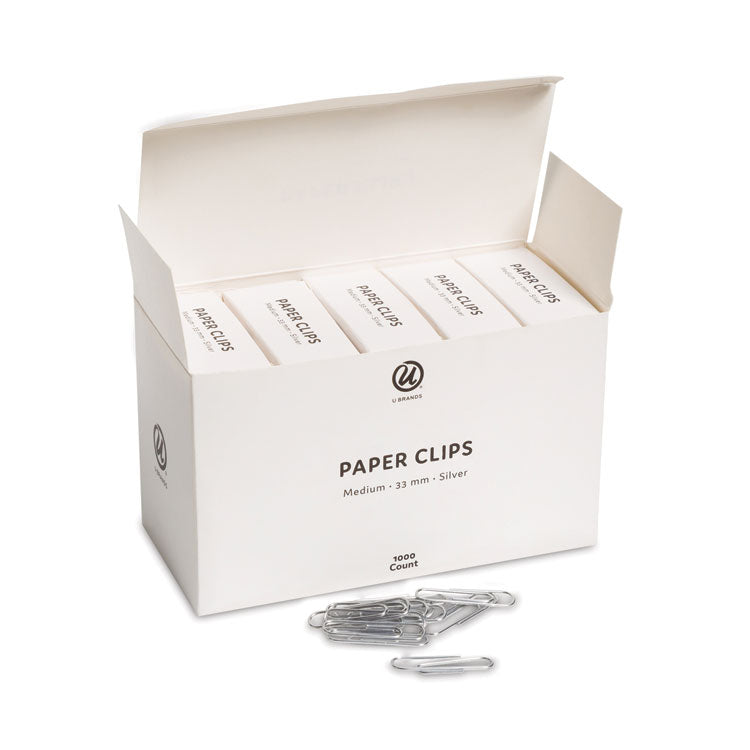 U Brands Paper Clips, Medium, Vinyl-Coated, Silver, 200 Clips/Box, 5 Boxes/Pack (UBR3684U0624) Pack of 1000