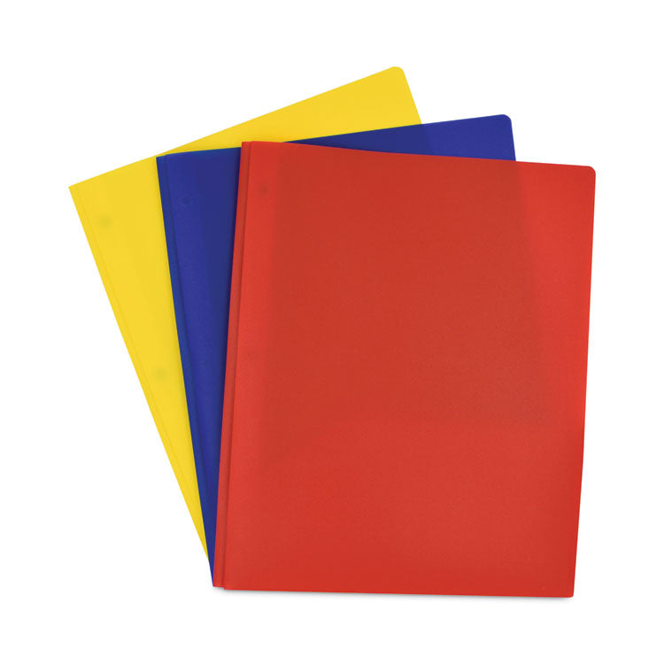 Smead™ Poly Two-Pocket Folder with Fasteners, 130-Sheet Capacity, 11 x 8.5, Assorted, 6/Pack (SMD87746)