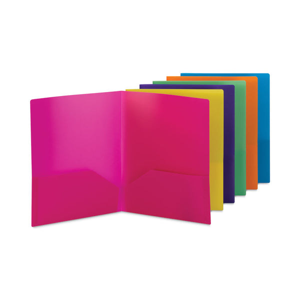 Smead™ Poly Two-Pocket Folders, 100-Sheet Capacity, 11 x 8.5, Assorted, 6/Pack (SMD87761)