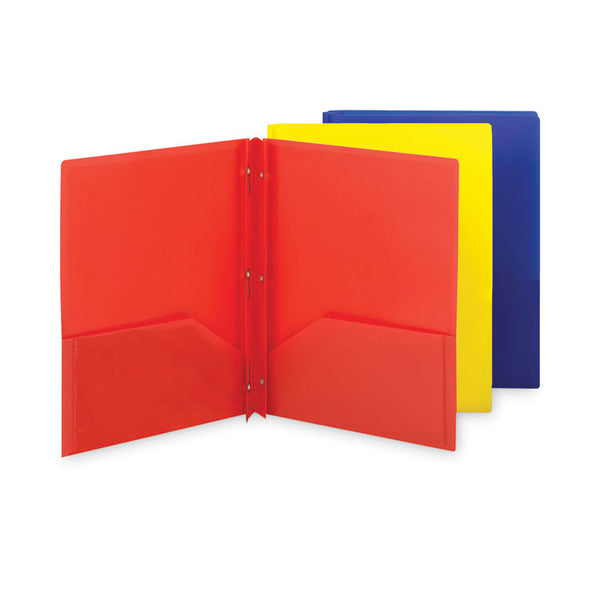 Smead™ Poly Two-Pocket Folder with Fasteners, 130-Sheet Capacity, 11 x 8.5, Assorted, 6/Pack (SMD87746)