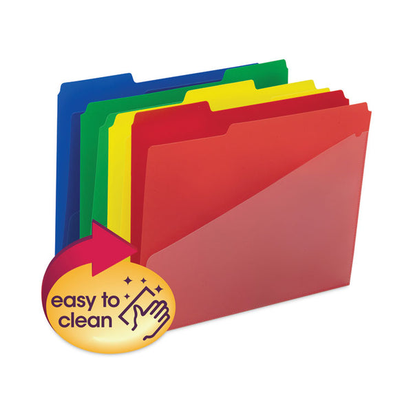 Smead™ Poly Colored File Folders With Slash Pocket, 1/3-Cut Tabs: Assorted, Letter Size, 0.75" Expansion, Assorted Colors, 12/Pack (SMD10541)