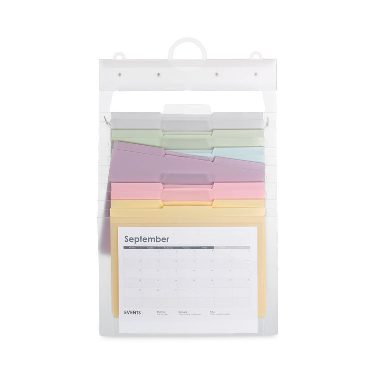 Smead™ Cascading Wall Organizer, 6 Sections, Letter Size, 14.25" x 24.25", Blue, Clear, Gray, Green, Orange, Pink, Purple (SMD92064)