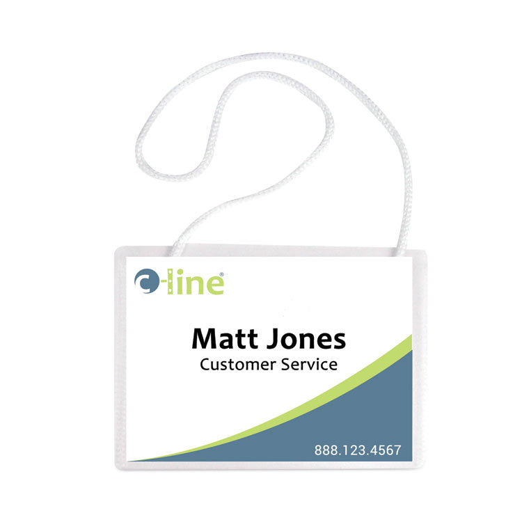 C-Line® Specialty Name Badge Holder Kits, 4 x 3, Horizontal Orientation, White, 50/Box (CLI97043)