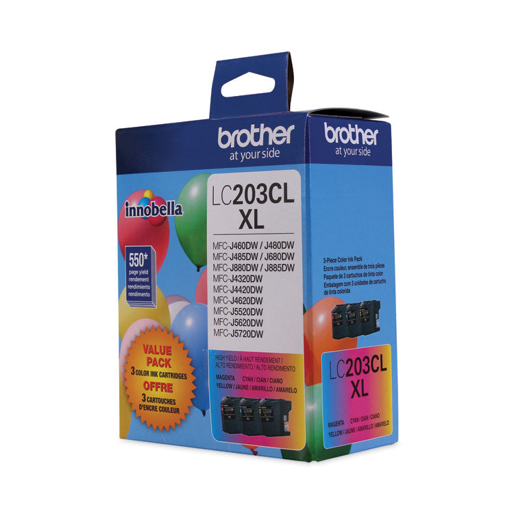 Brother LC2033PKS Innobella High-Yield Ink, 550 Page-Yield, Cyan/Magenta/Yellow (BRTLC2033PKS)