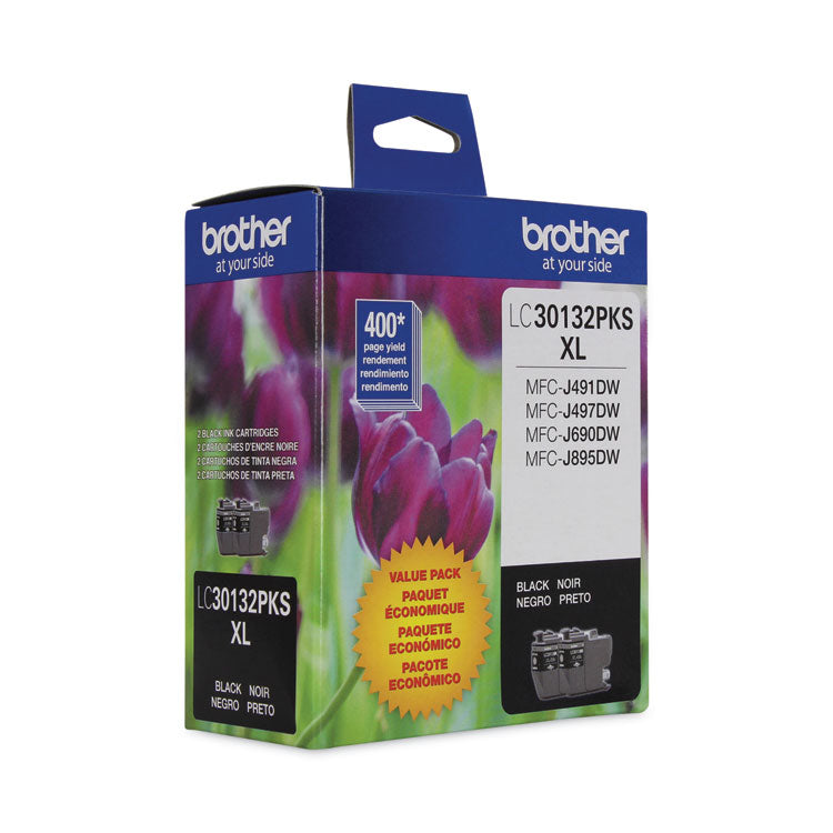 Brother LC30132PKS High-Yield Ink, 400 Page-Yield, Black, 2/Pack (BRTLC30132PKS)