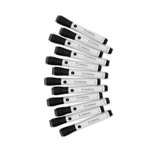 U Brands U-Defense Antimicrobial Dry-Erase Markers, Broad Chisel Tip, Black, 12/Pack (UBR3284U0012) Pack of 12