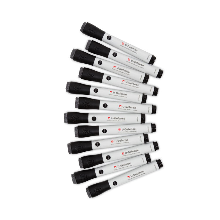 U Brands U-Defense Antimicrobial Dry-Erase Markers, Broad Chisel Tip, Black, 12/Pack (UBR3284U0012) Pack of 12