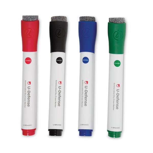 U Brands U-Defense Antimicrobial Dry-Erase Markers, Medium Bullet Tip, Assorted Colors, 24/Pack (UBR3285U0012) Pack of 24