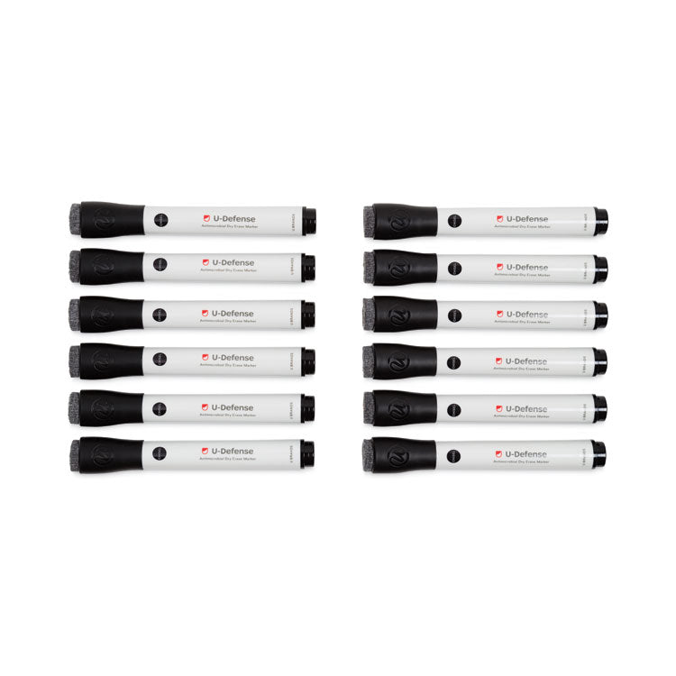U Brands U-Defense Antimicrobial Dry-Erase Markers, Broad Chisel Tip, Black, 12/Pack (UBR3284U0012) Pack of 12