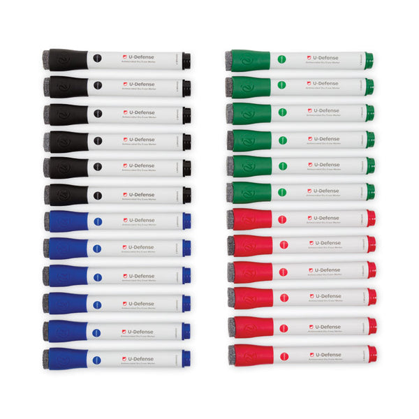U Brands U-Defense Antimicrobial Dry-Erase Markers, Medium Bullet Tip, Assorted Colors, 24/Pack (UBR3285U0012) Pack of 24