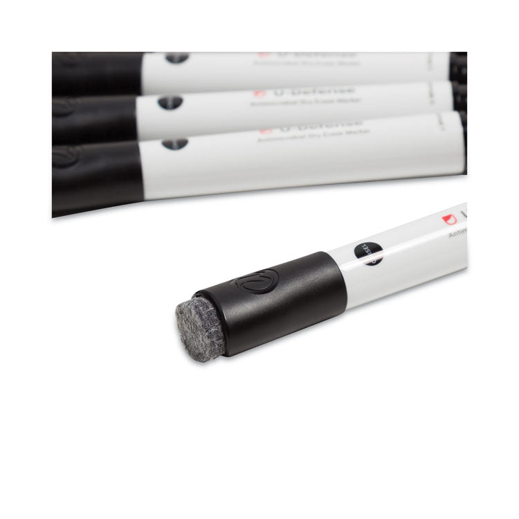 U Brands U-Defense Antimicrobial Dry-Erase Markers, Broad Chisel Tip, Black, 12/Pack (UBR3284U0012) Pack of 12